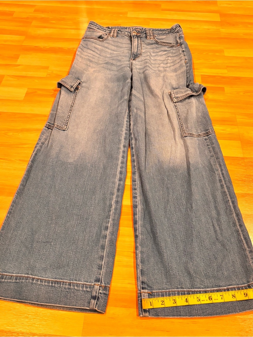 American Eagle Outfitters Super High-Rise Wide-Leg Cargo Jeans